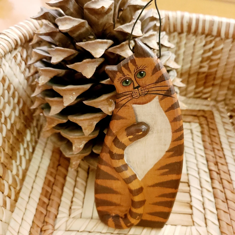 Cat decor handpainted wooden plaque